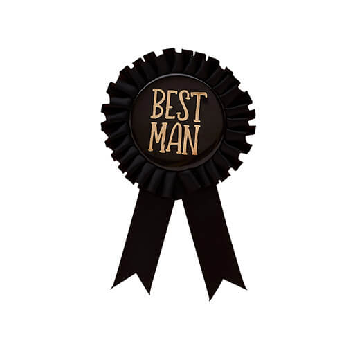 The best man badge against a white background.