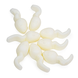 Some of the jellies on a white background.