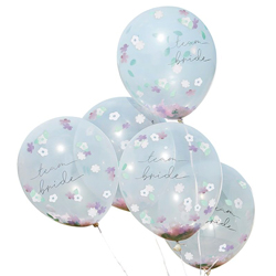 Floral confetti balloons against a white background.