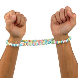 Candy Cuff on model wrists against a white background
