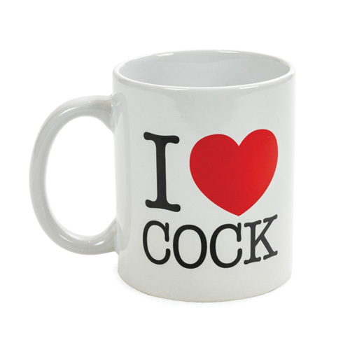 I Love Cock Mug against a white background