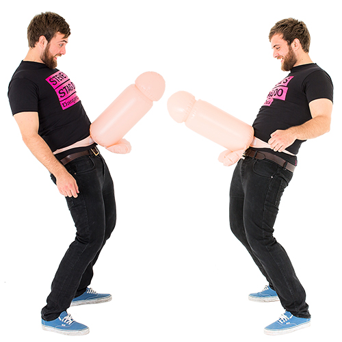 Inflatable Cock Fighting On White Background