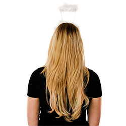 Back View Of White Halo On Model In Front Of White Background