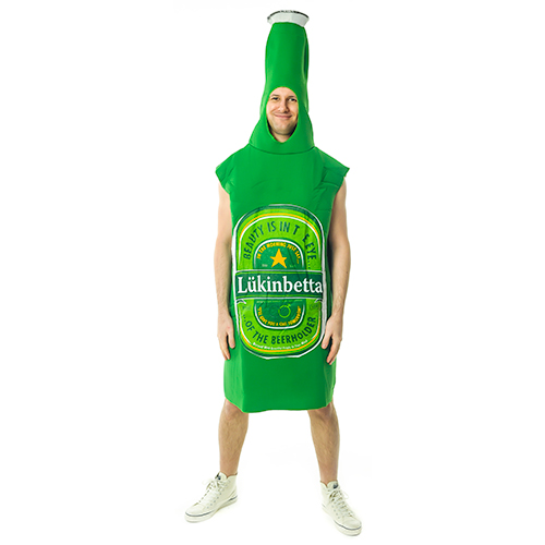 Front Facing Amazing Green Beer Bottle Costume 