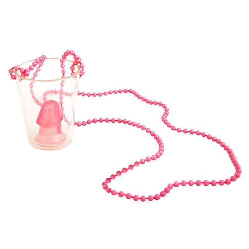 Willy Shot Glass With Necklace On A White Background 
