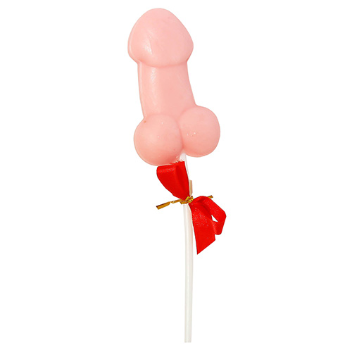 Succulent Willy Lollipop In Front Of White Background 