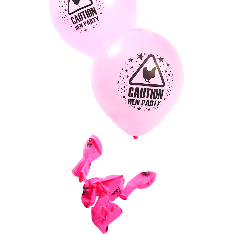 45 X Hen Party Caution Balloons Pink Printed Chick Girls Night Out Accessories 