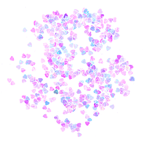 Iridescent Heart Confetti On White Background