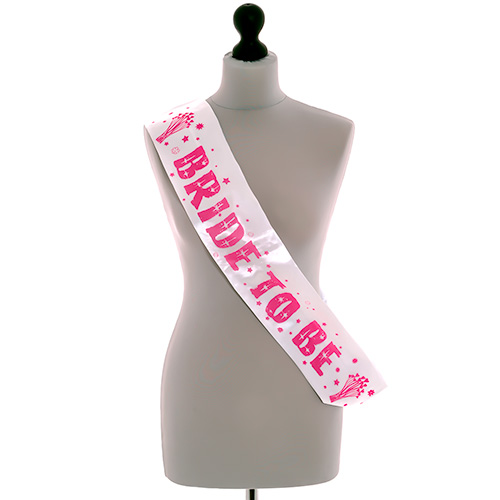 Pink and White Bride To Be Sash