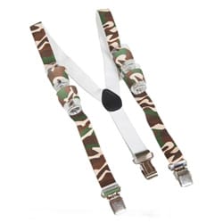 A pair of camouflage braces with shot glasses in 