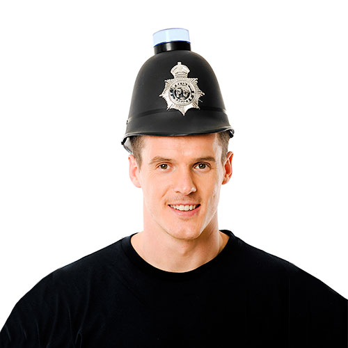 Police Helmet with Blue Flashing Light